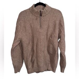Jos A Bank Cable Knit Wool Quarter Zip Sweater XXL
